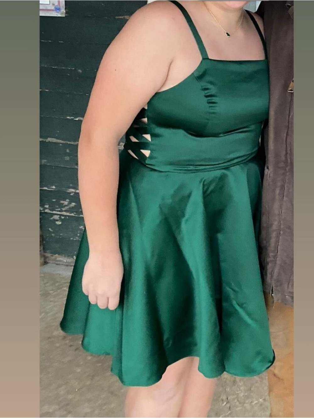 Emerald Green Satin Fit & Flare Dress